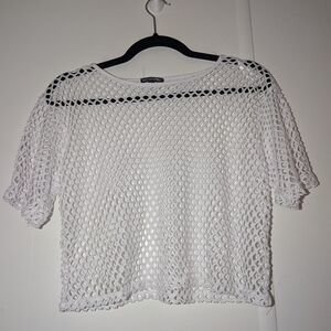White Cropped Short Sleeve Blouse *New With Out Tags*. Baddie Y2k